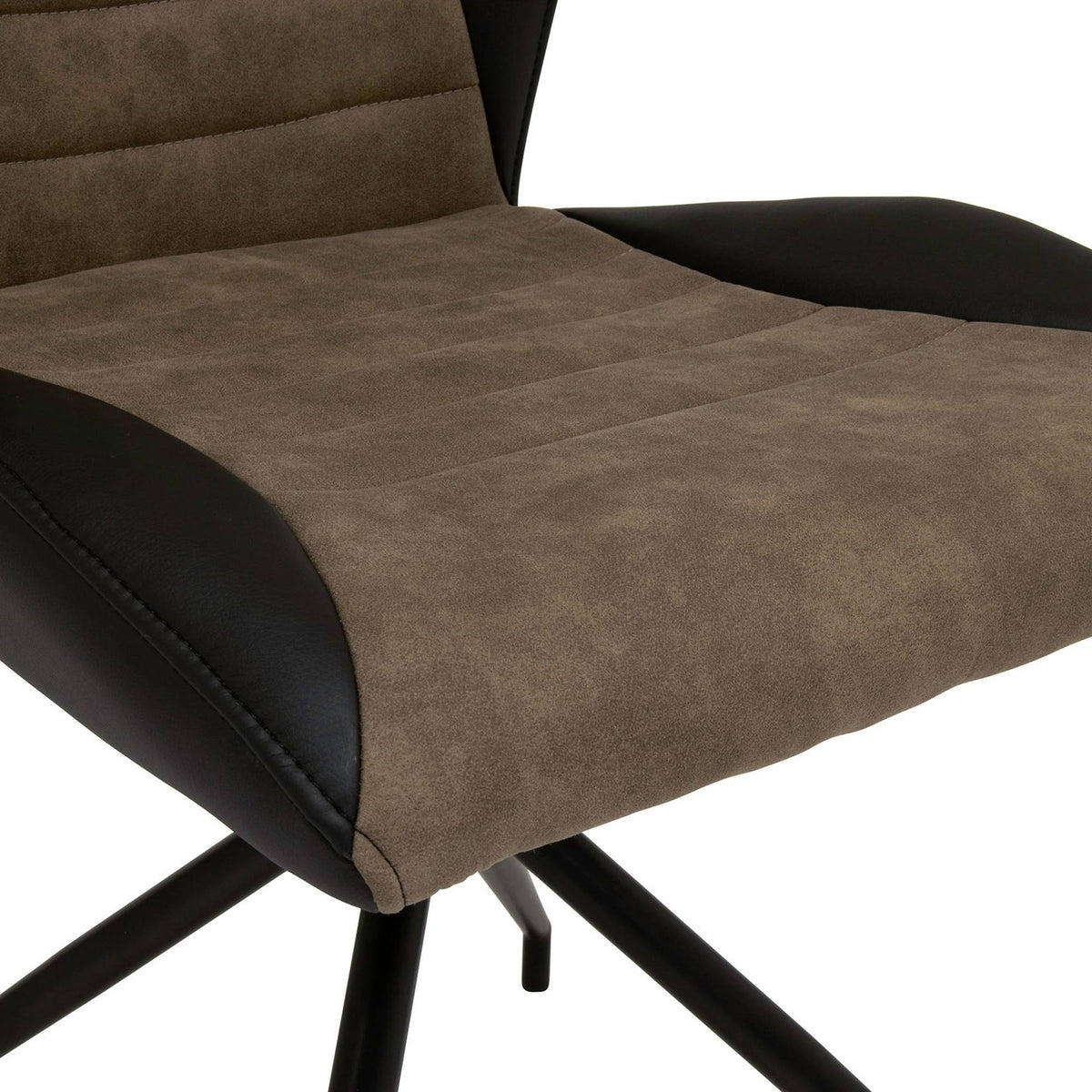 Black Brown Swivel Accent Chair with Metal Base J384