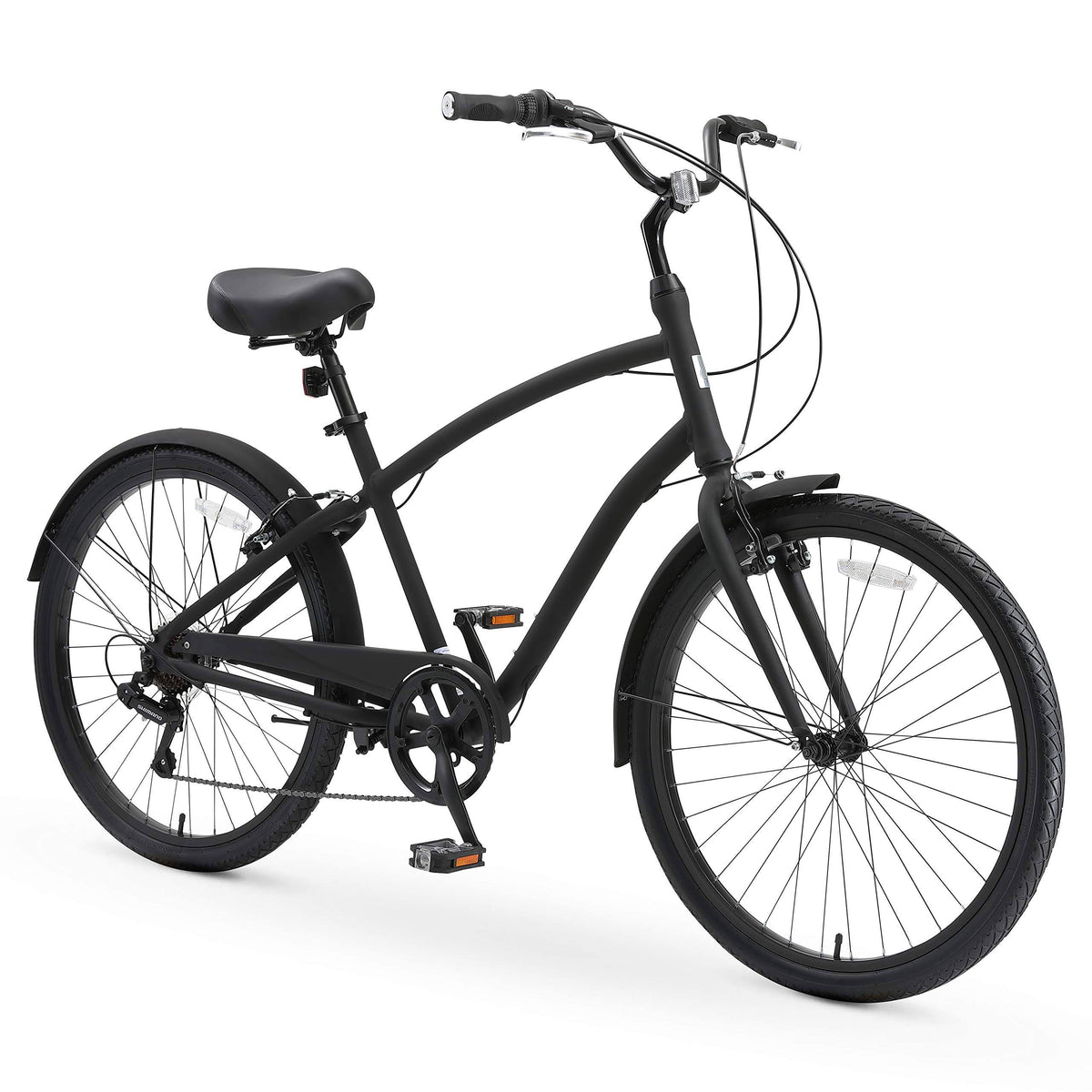 Matte Black 26" 7-Speed Hybrid Cruiser Bicycle O312338