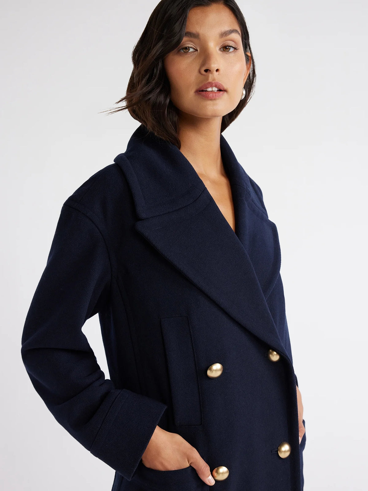 Wool-Blend Peacoat with Patch Pockets P226631