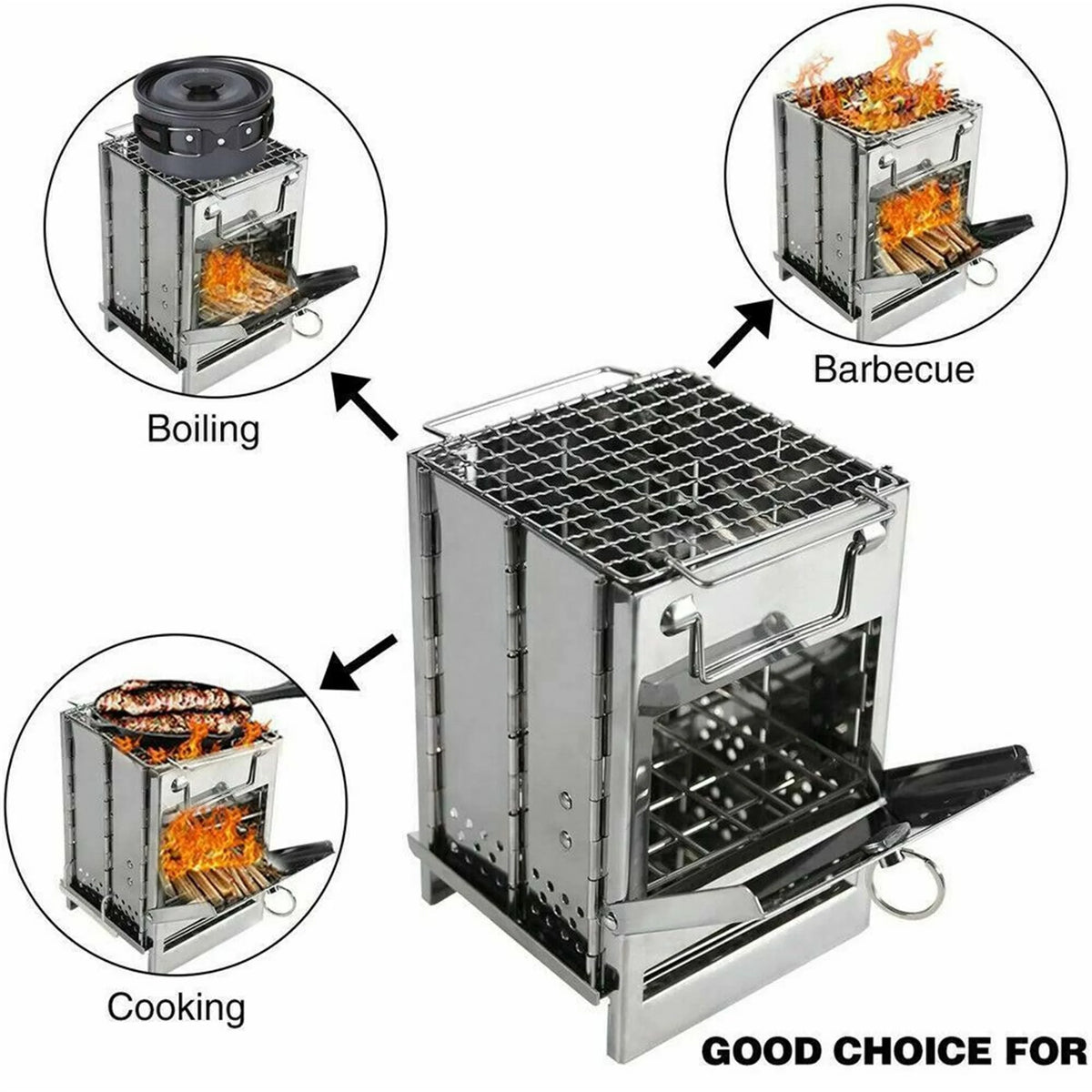 Portable Stainless Steel Wood Burning Stove X5388