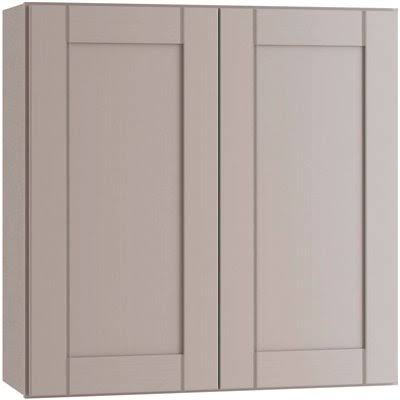 Medium Veiled Gray Thermofoil Plywood Shaker Wall Kitchen Cabinet 24 in. W x 12 in. D G9704