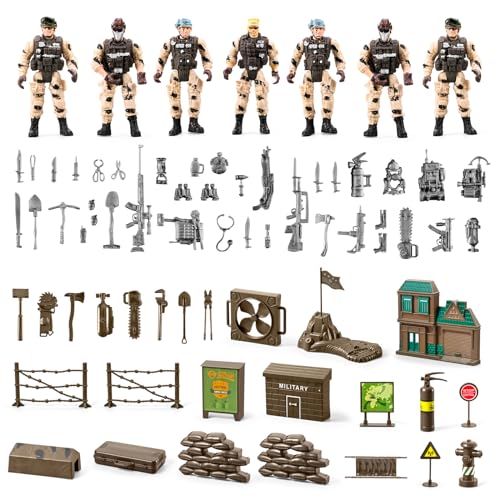 78-in-1 Army Men Toys Set with Military Truck Helicopter Kayak Boat Motorcycle Action Figures V264