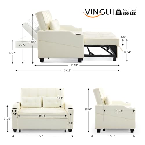 Light Green Faux Leather Convertible Futon Sofa Bed with USB Ports W711193