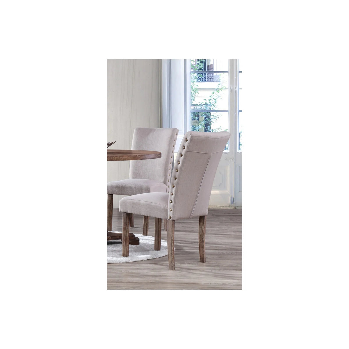 5-Pieces Antique Natural Oak Round Dining Set C788