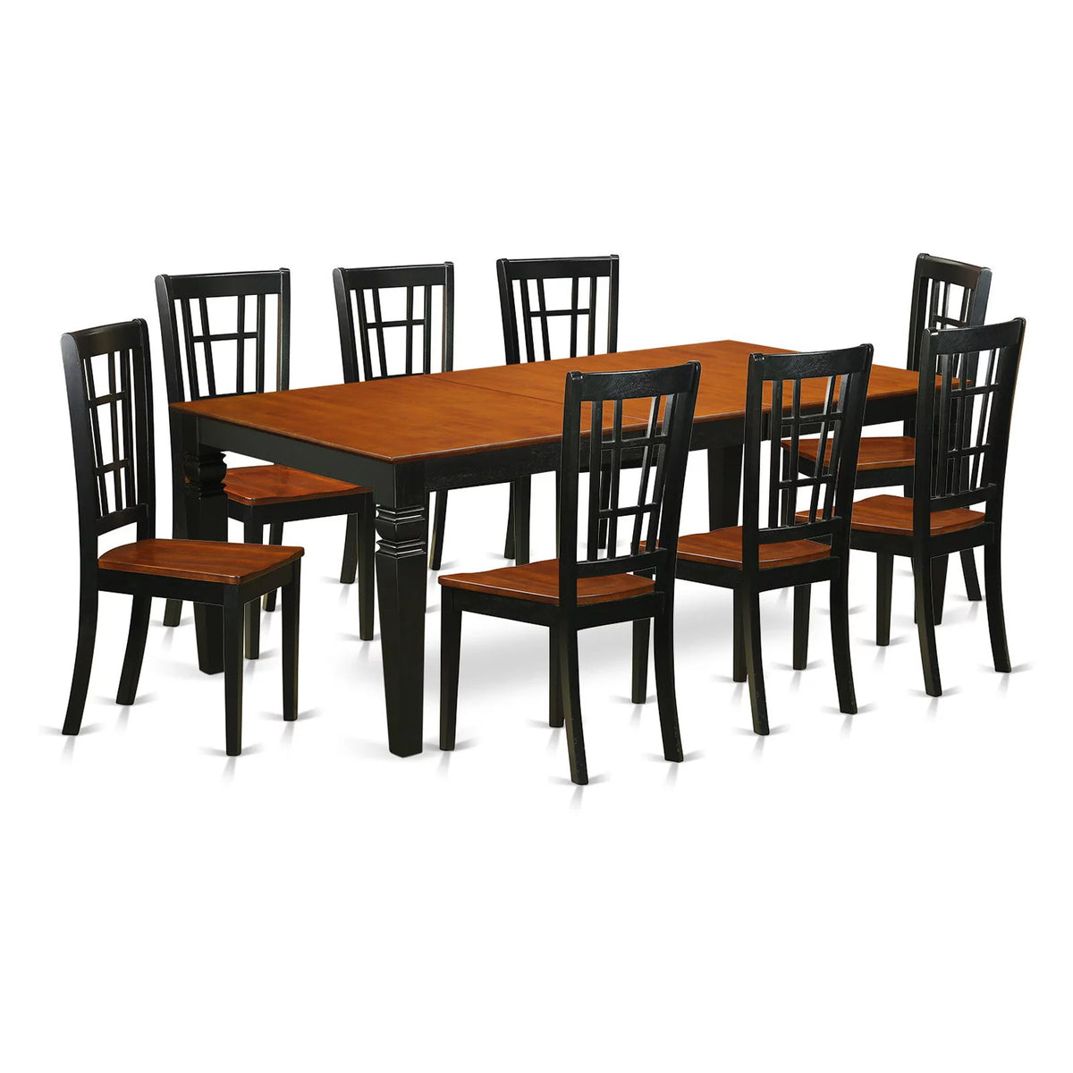 9 Pc Black Dining Room Set with Dining Table and 8 Linen Dining Chairs Z21123
