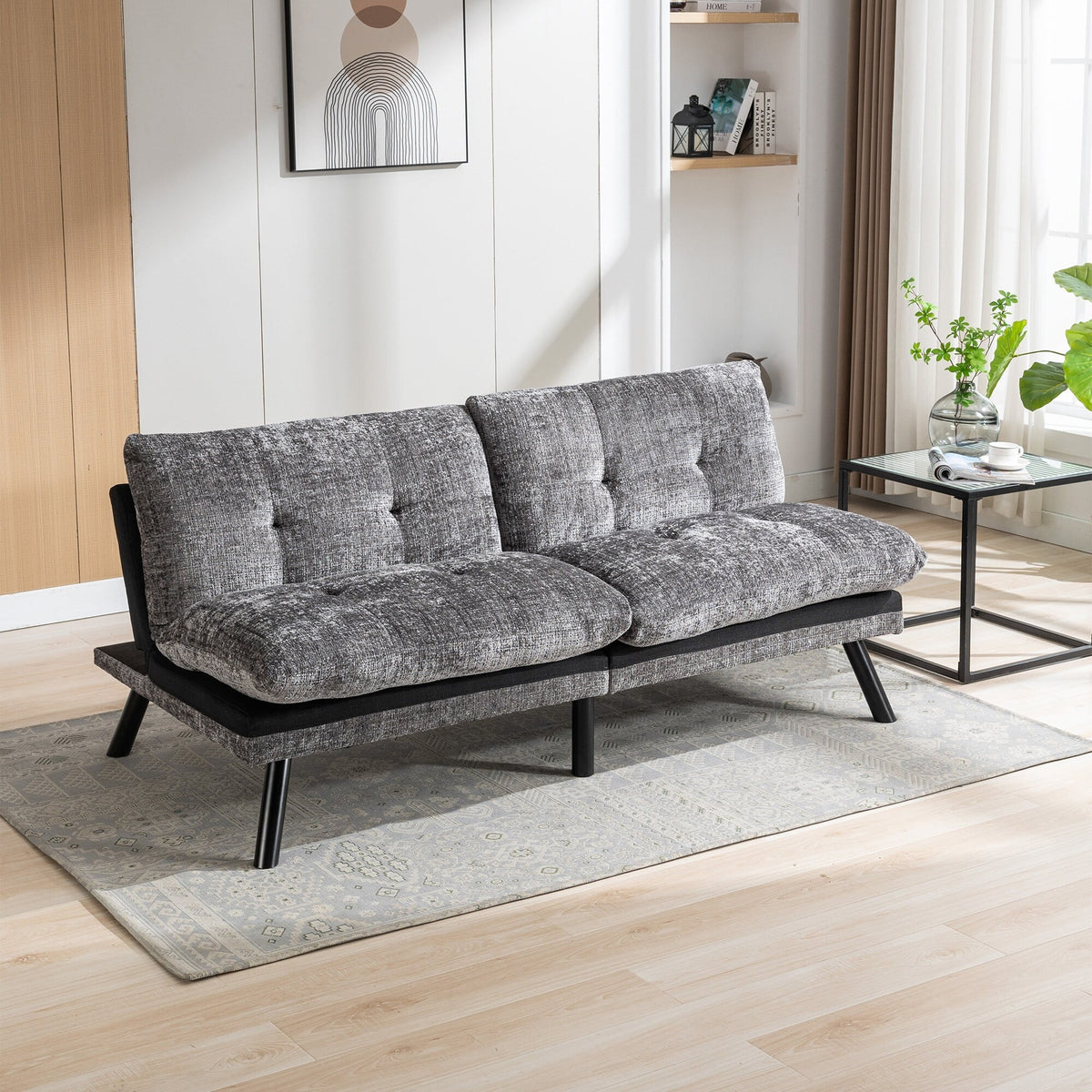 Grey Convertible Sleeper Loveseat U90480