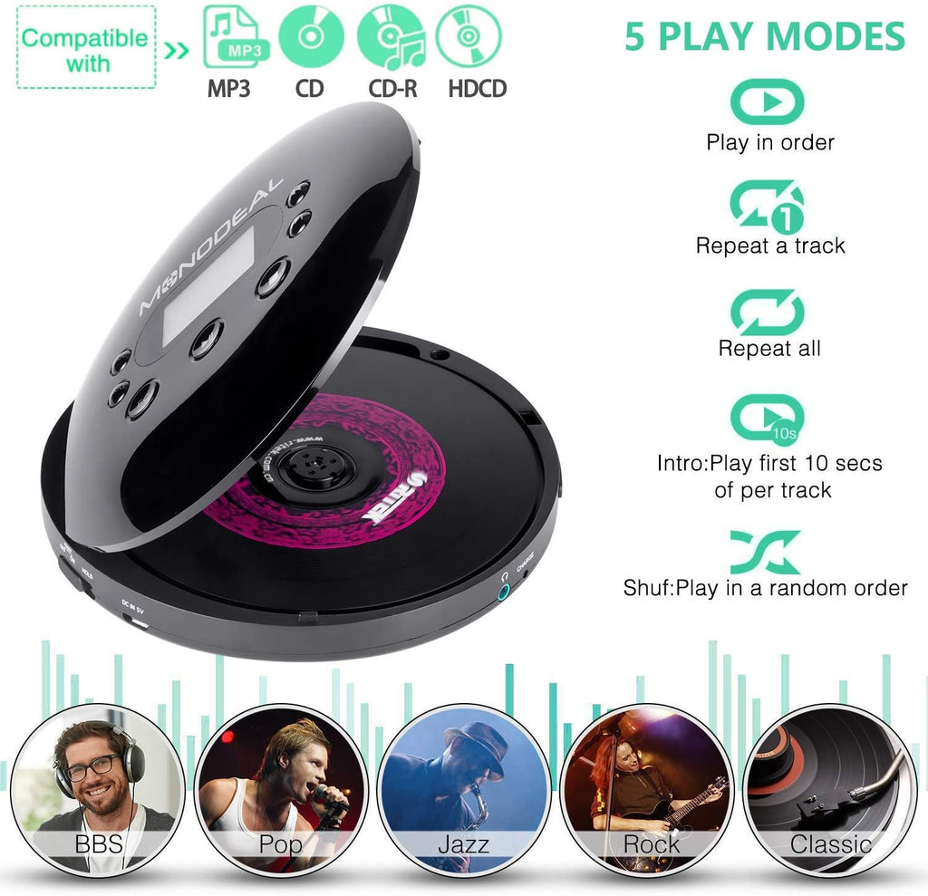 Portable CD Player with Headphones, Anti-Skip, Pack of 2 M514856