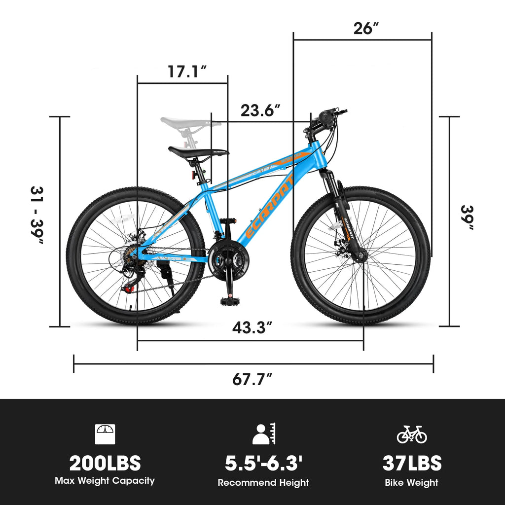 26 Aluminum Mountain Bike with Disc Brakes & Suspension B48266