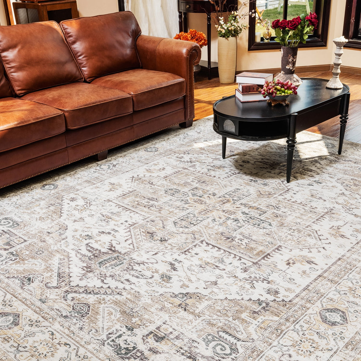 9'x12' Washable Vintage Medallion Area Rug B785