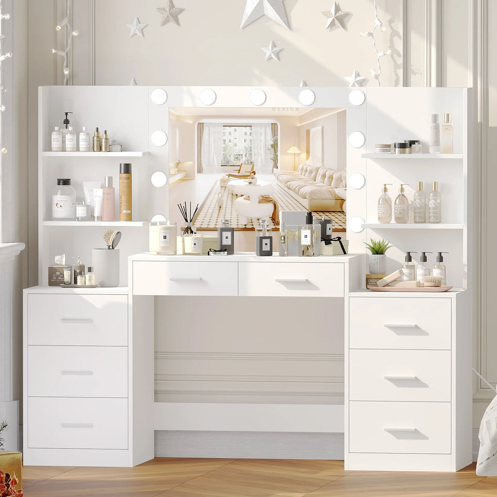 Vanity Desk with Mirror and 8 Drawer A776