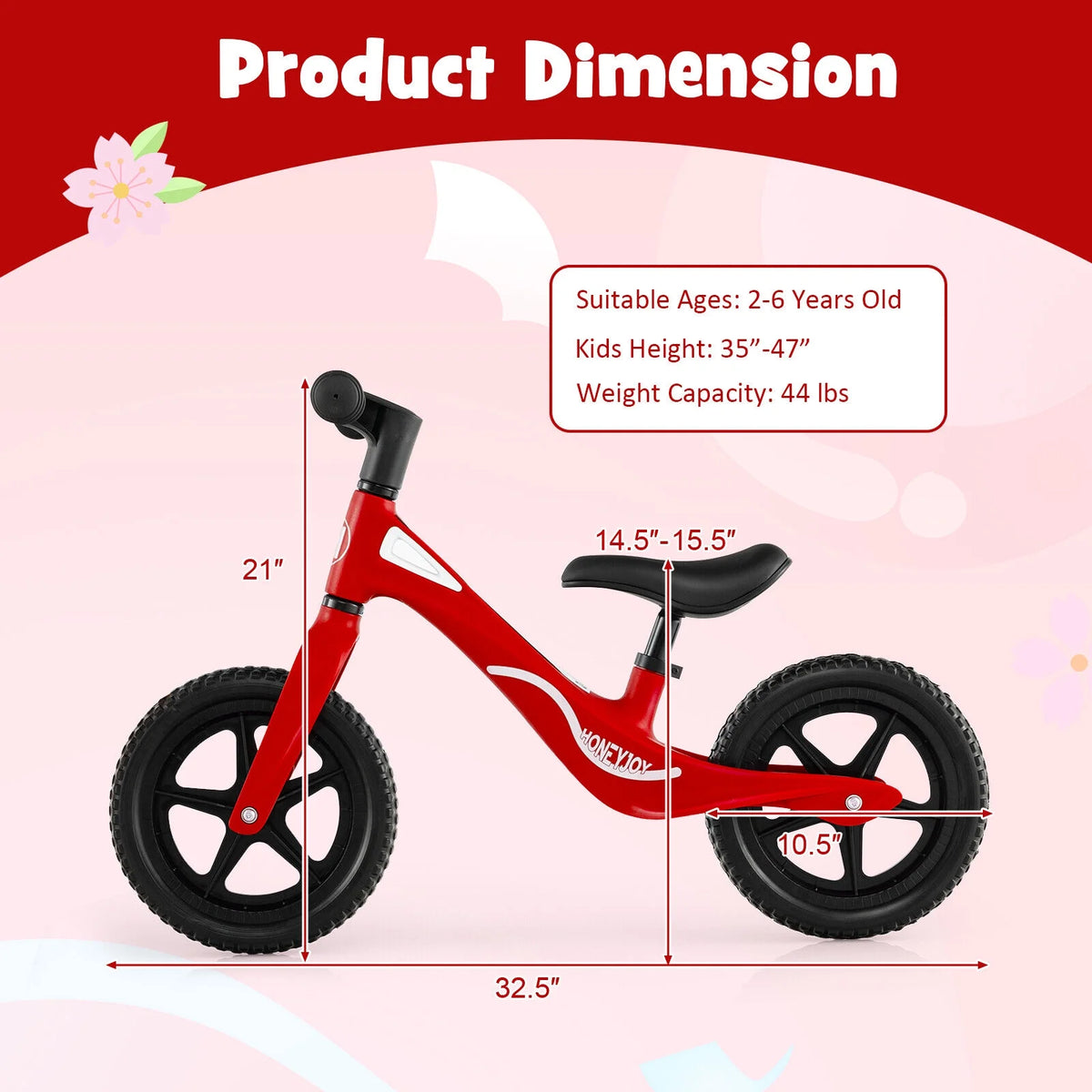 No Pedal Lightweight Toddler Training Bicycle with Adjustable Seat K29761
