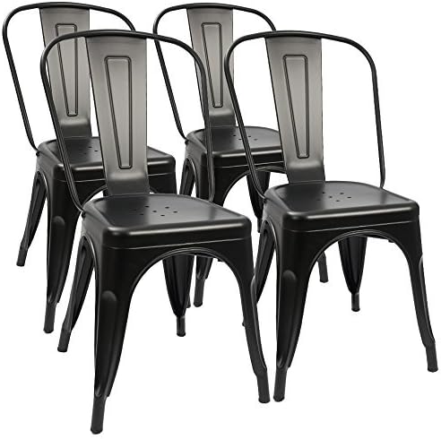 Metal Dining Chairs Set of 4 (Black) L572006