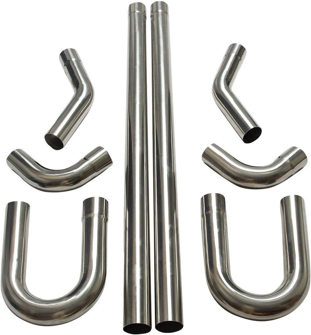 Stainless Steel T304 8PCS 2.5" Mandrel Pipe Straight and U-Bend Kit W664