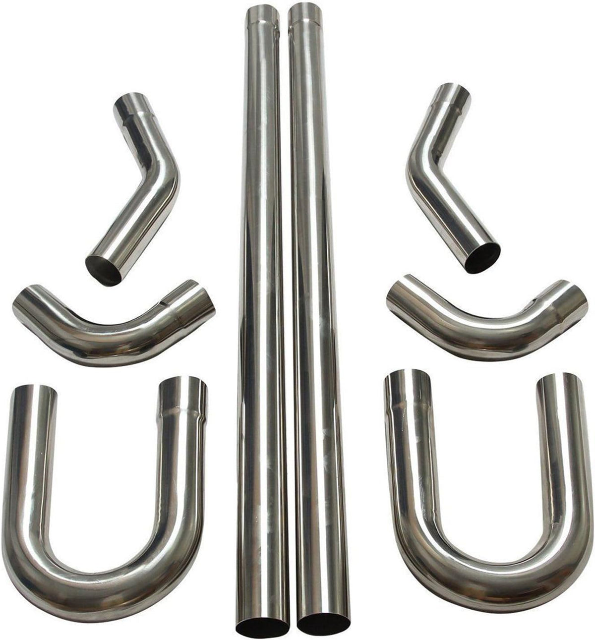 Stainless Steel T304 8PCS 2.5" Mandrel Pipe Straight and U-Bend Kit W664