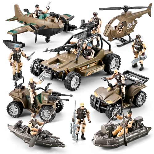 78-in-1 Army Men Toys Set with Military Truck Helicopter Kayak Boat Motorcycle Action Figures V264
