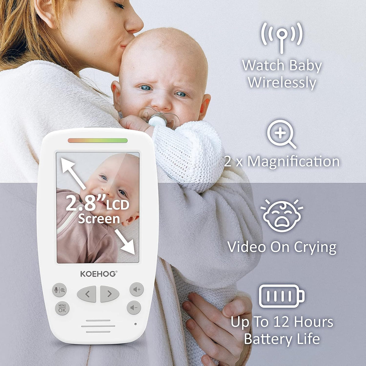 Baby Monitor w/ 2 Cam, 1000ft Range, Auto Night Vision Cam H275