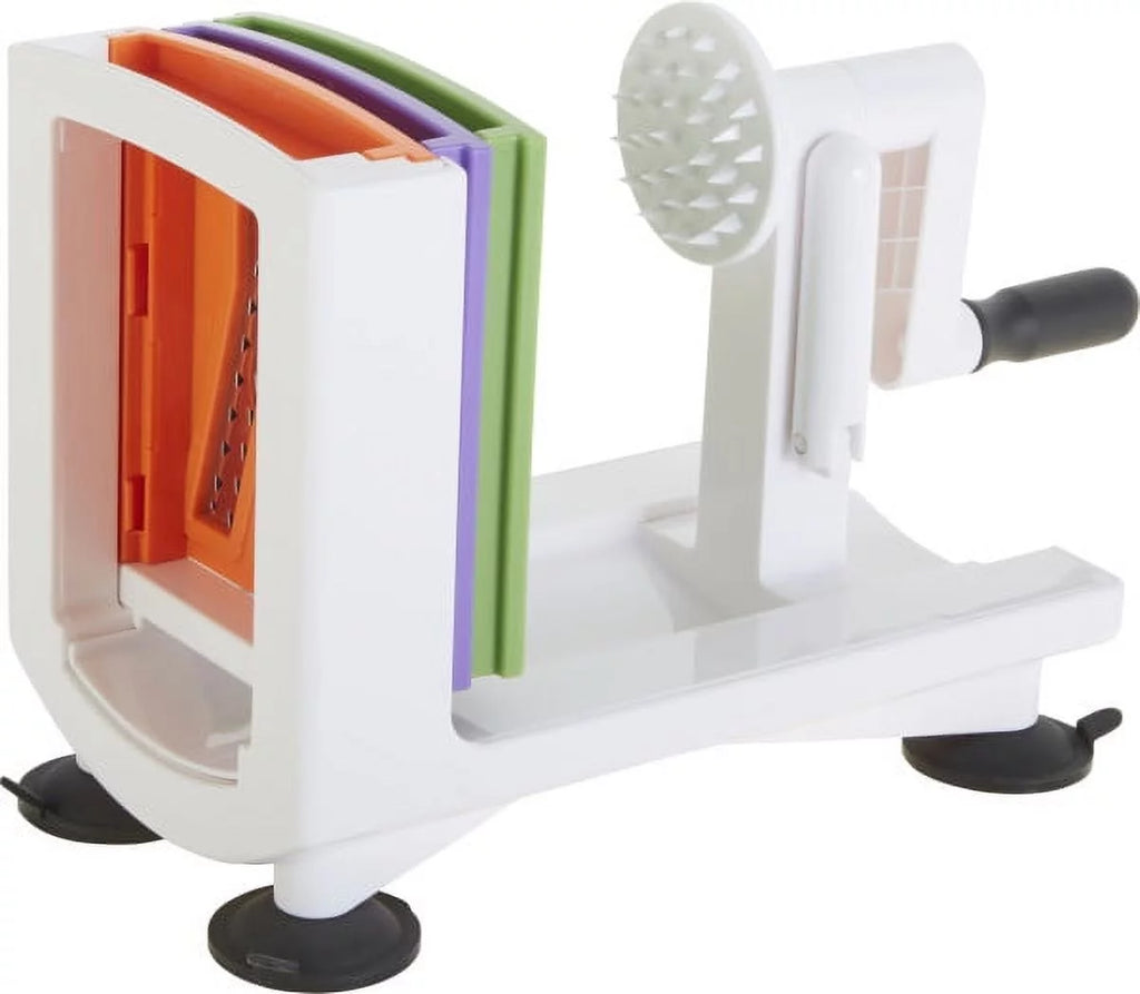 White Counter Top Veggie Spiralizer with Interchangeable Blades A45014
