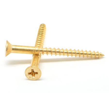 Brass Wood Screw Phillips Flat Head Pk 100 Y7085