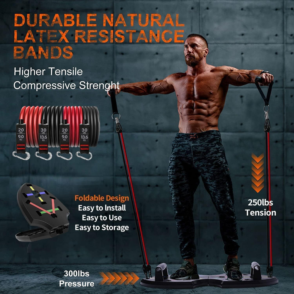 Push Up Board with 15 Gym Accessories, Foldable Pushup Bar with Resistance Band, Jump Rope Pack of 2 P5220