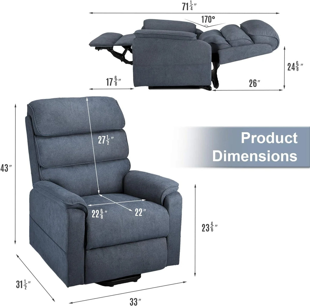 Blue Dual Motor Power Lift Recliner Chair W4408