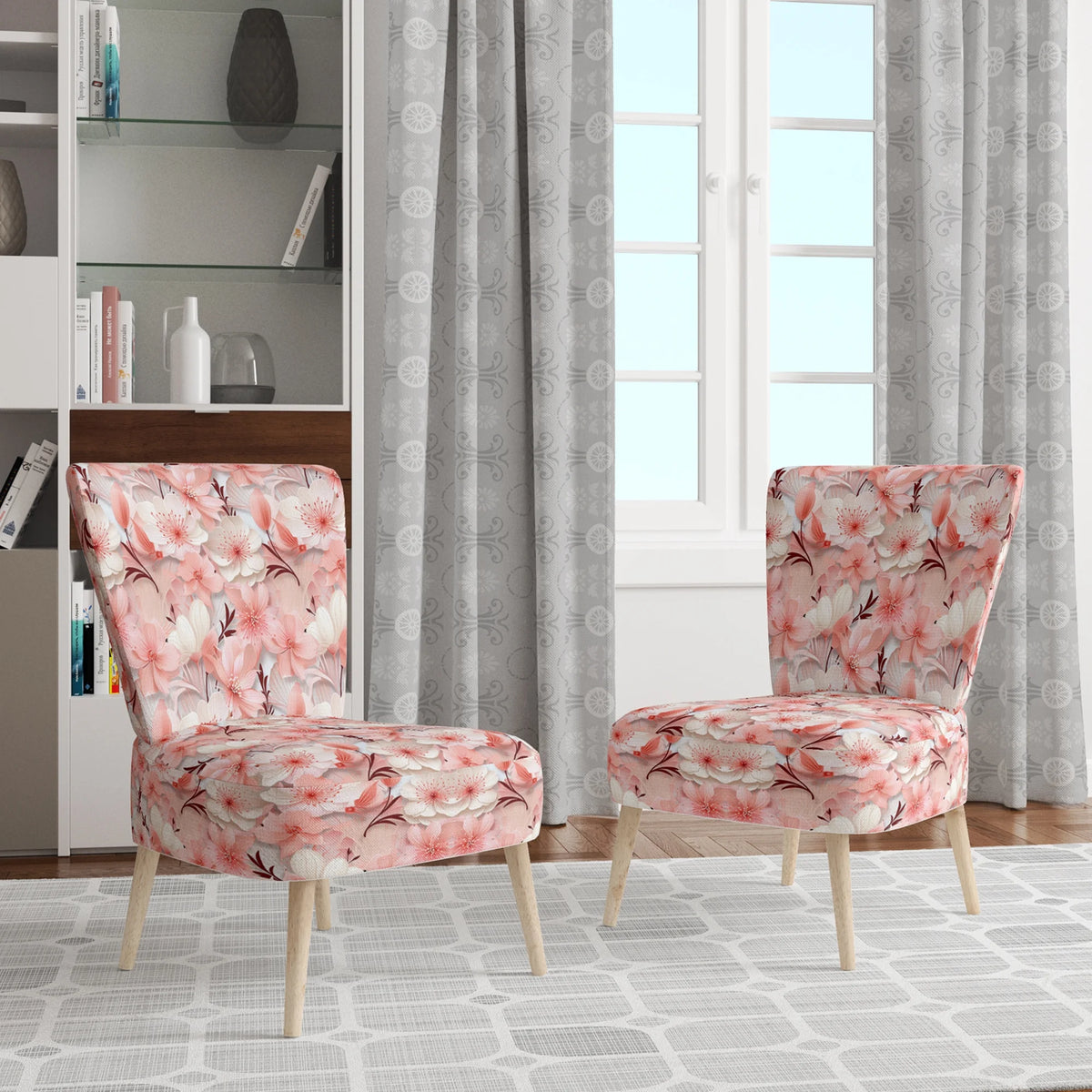 Upholstered Tropical Accent Chair and Arm Chair R2365