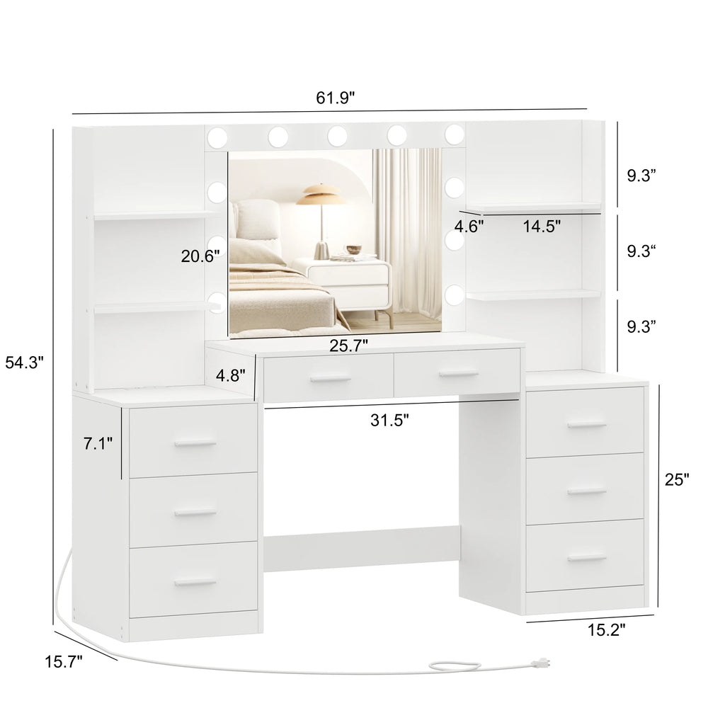 Vanity Desk with Mirror and 8 Drawer A776