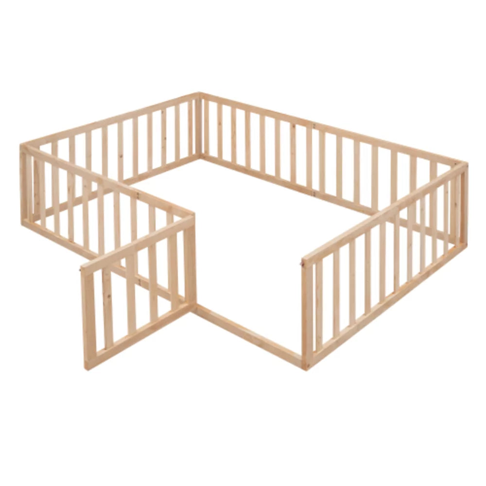 Full Size Wood Daybed Frame with Fence U360094