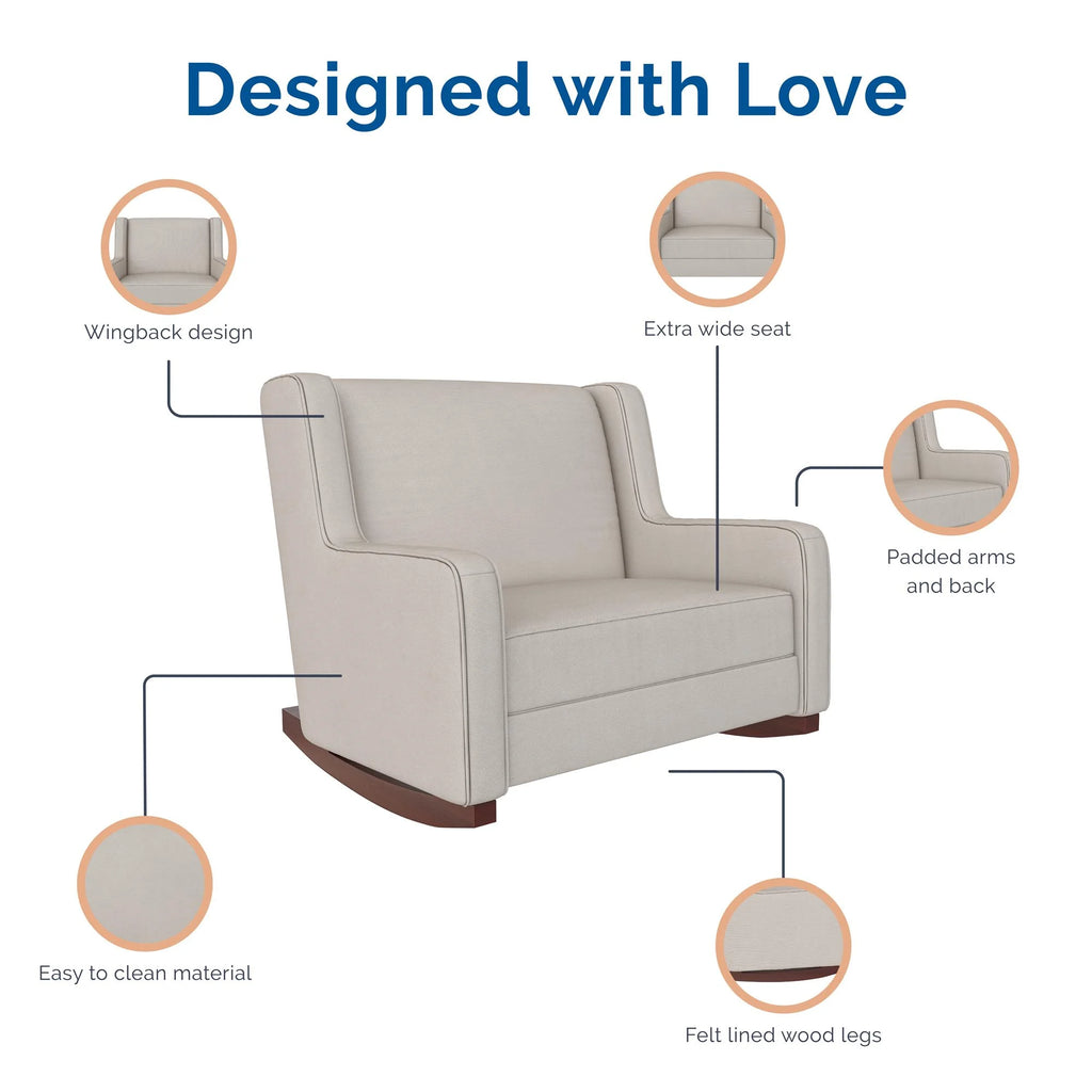 Beige Microfiber Double Rocker Chair X178107
