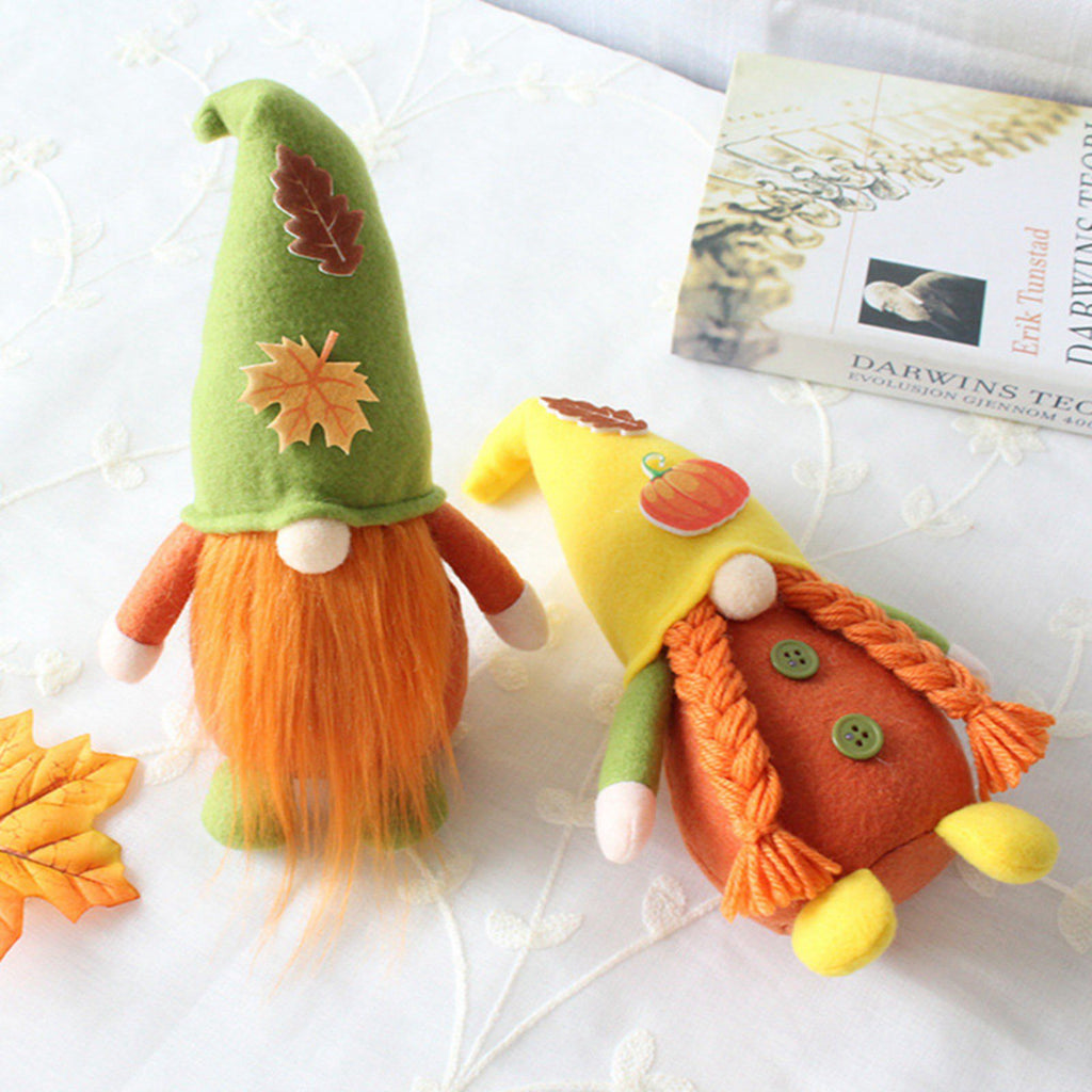 2 Pack Maple Leaf & Pumpkin Chef Gnomes Plush Dolls Scandinavian Tomte Nisse Dwarf Swedish Honey Bee Elf U3718