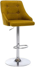 Yellow Adjustable Fabric Swivel Barstool with Back O2597