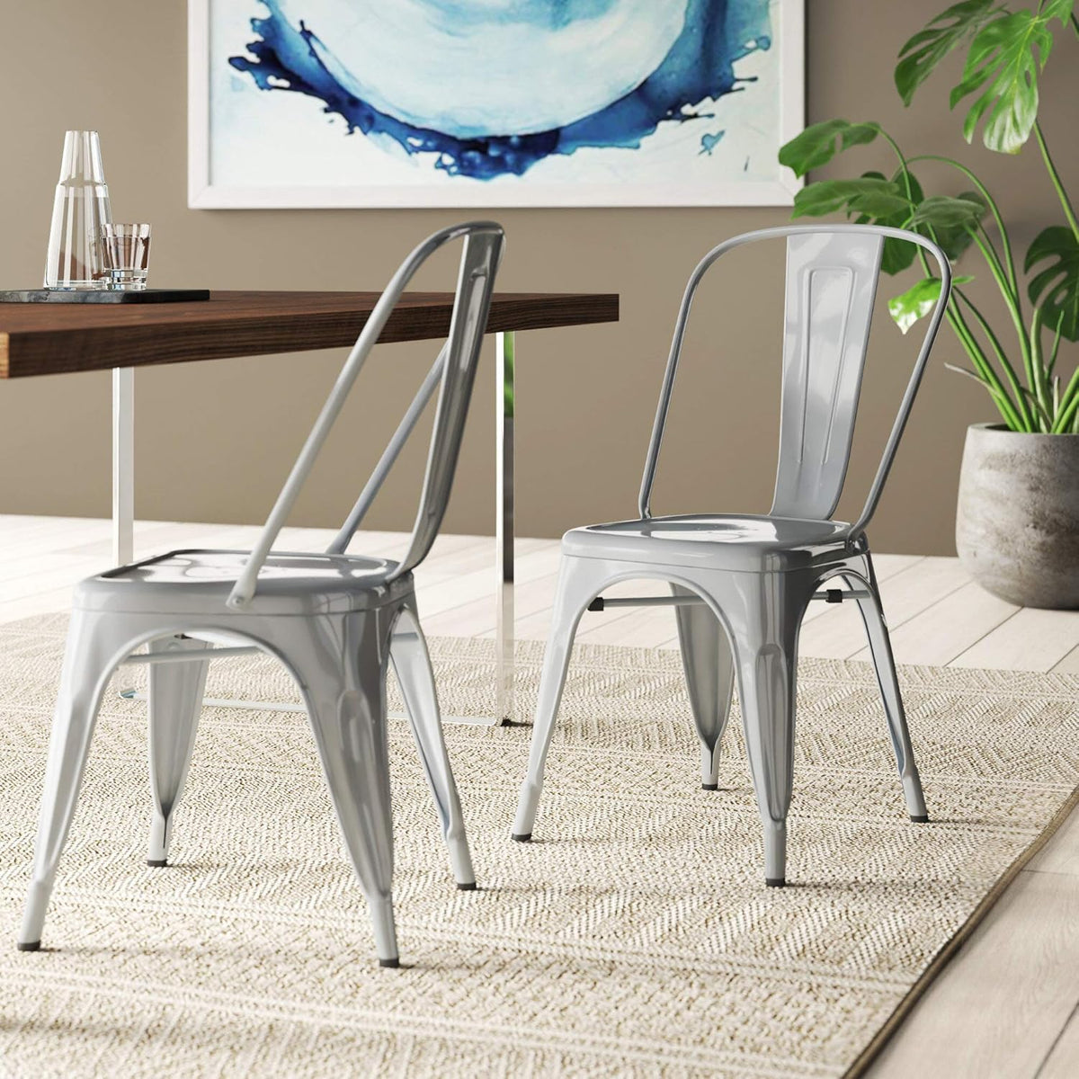 Set of 4 Stackable Metal Dining Chair X3588