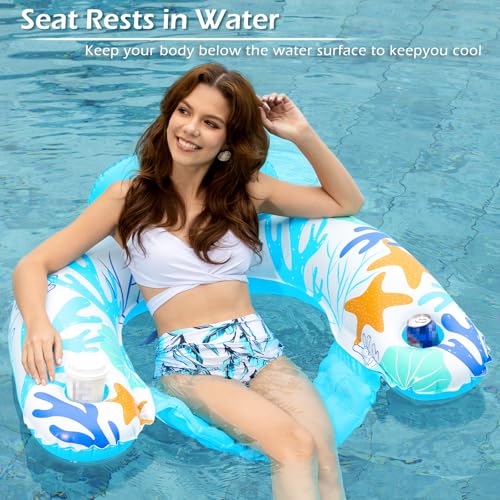 Inflatable Pool Float Chair 2 Pack with Cup Holders A16601
